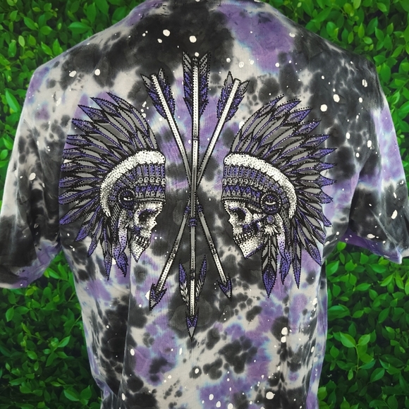 Affliction Men's Black Label Rhinestone Skull T-shirt - Size: XL- Tie-dye - NWT - Picture 8 of 10